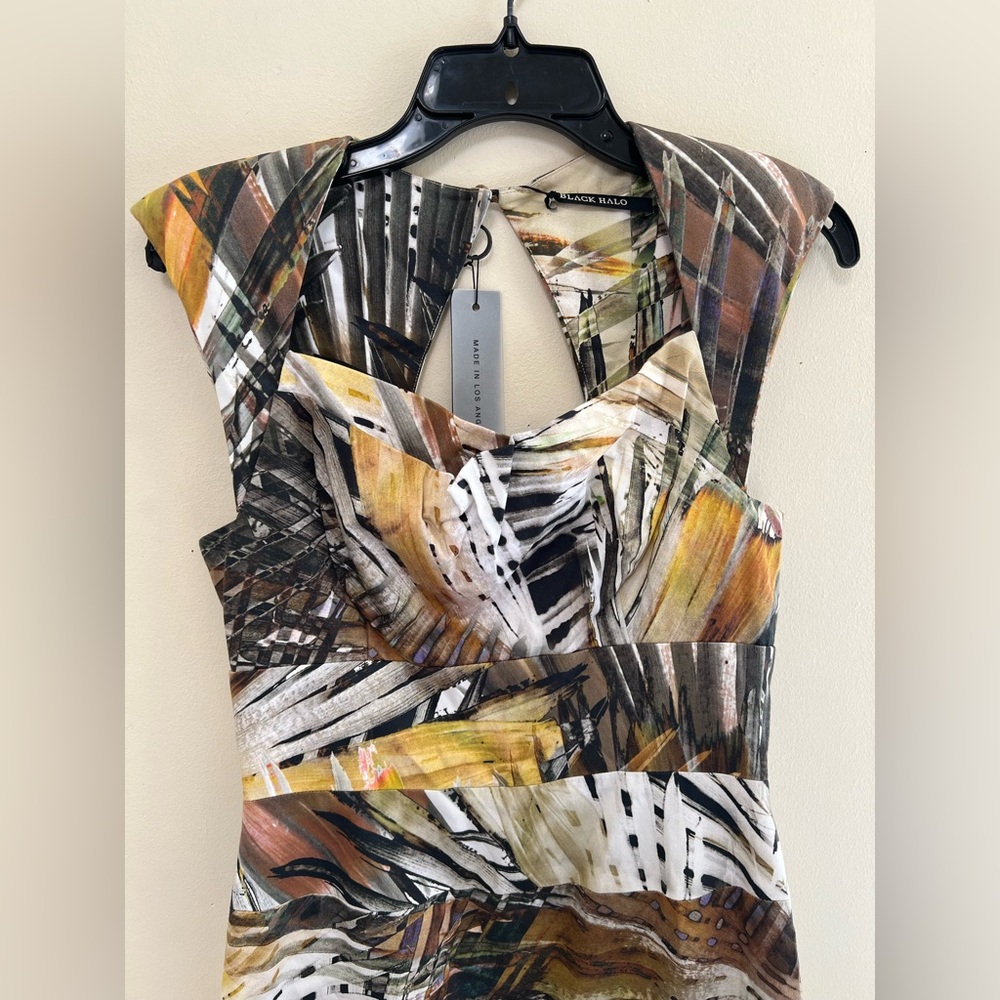 Black Halo Multicolor Abstract Print Dress - Picture 2 of 9